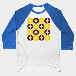 Geometric Pattern: Stylised Flower: Brown/Yellow Baseball T-Shirt